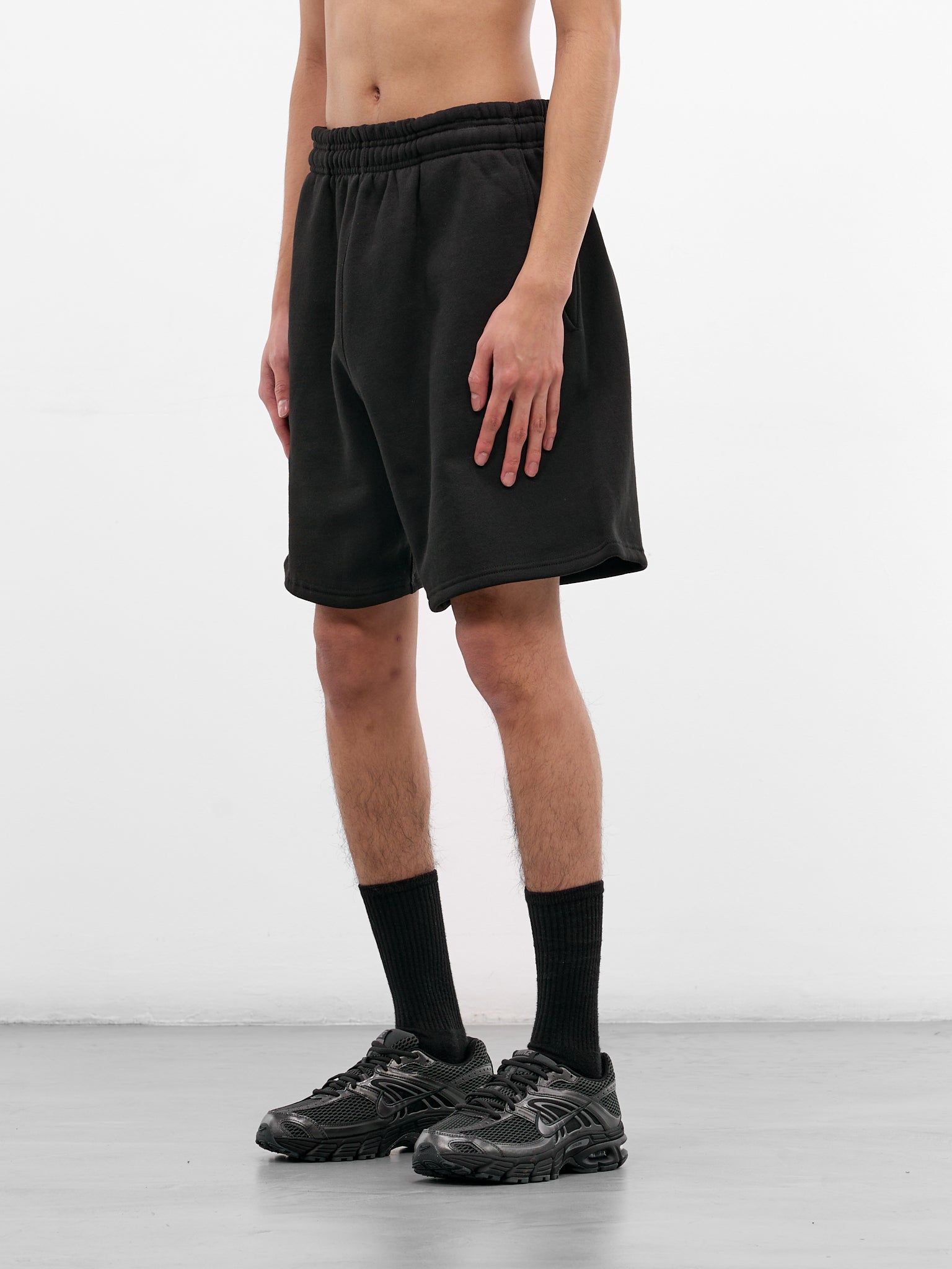Black Cotton Baggy Sweat Shorts (SH01012-BLACK)