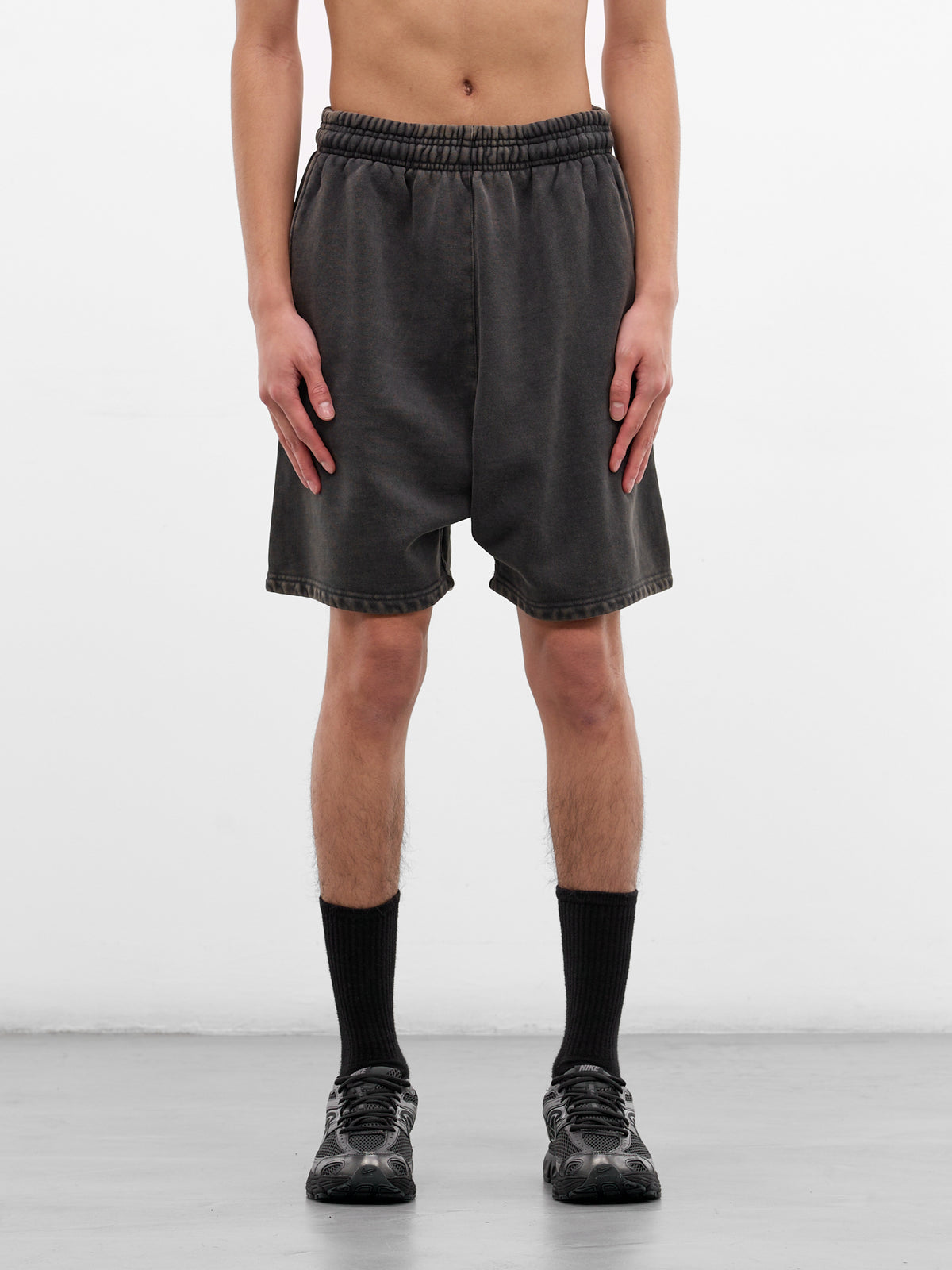 Washed Black Cotton Sweat Shorts (SH01012-WASHED-BLACK)