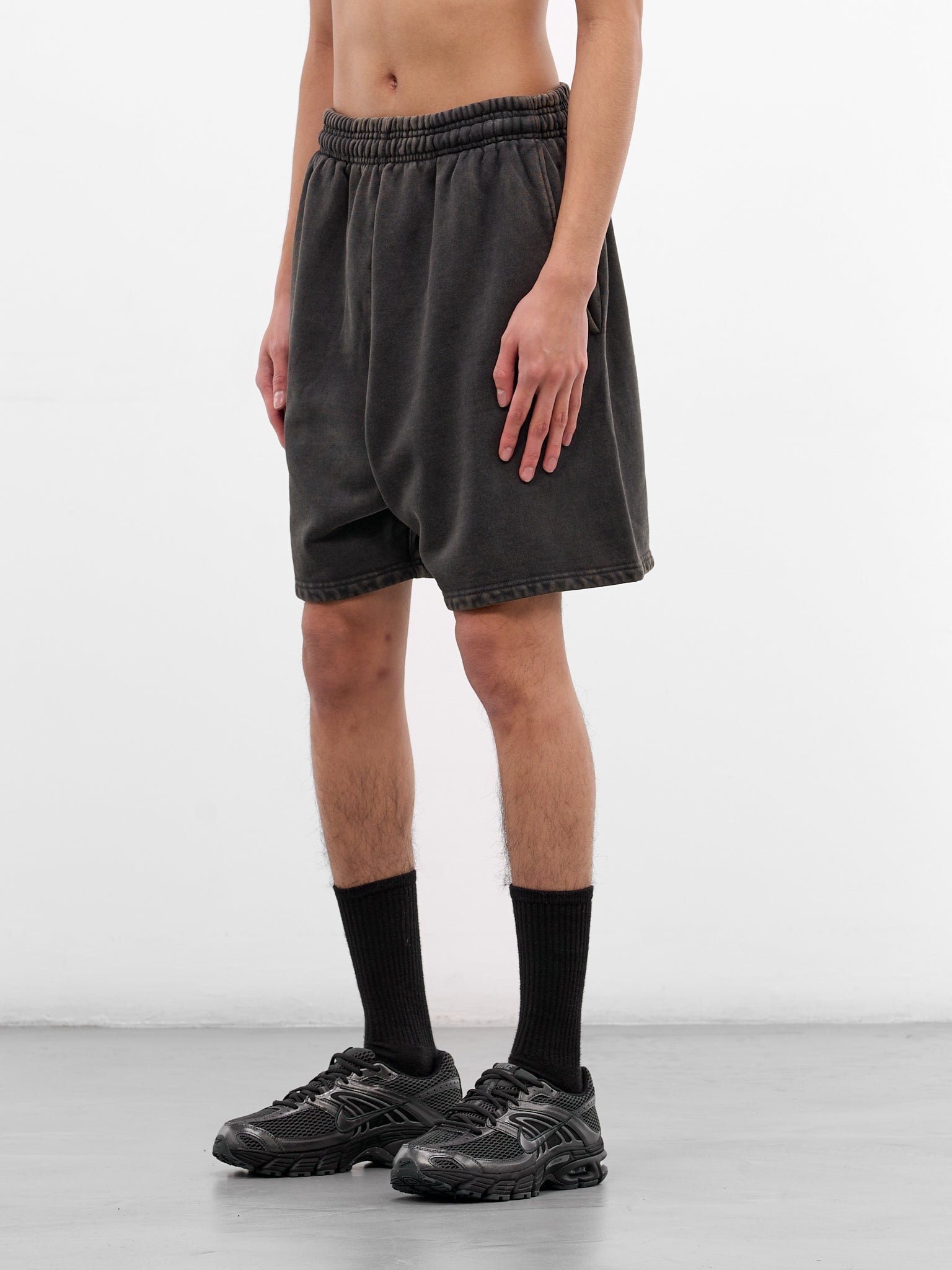 Washed Black Cotton Sweat Shorts (SH01012-WASHED-BLACK)