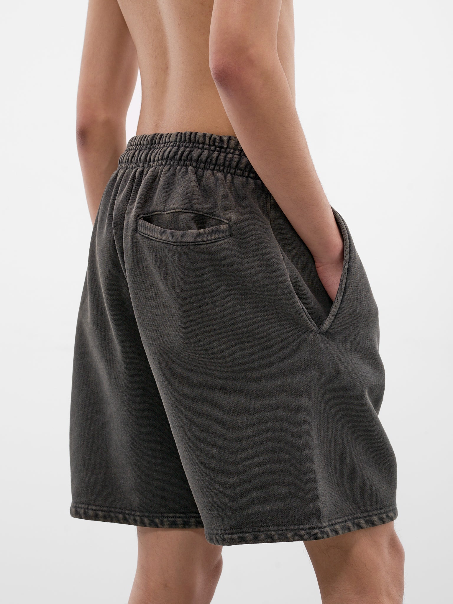 Washed Black Cotton Sweat Shorts (SH01012-WASHED-BLACK)