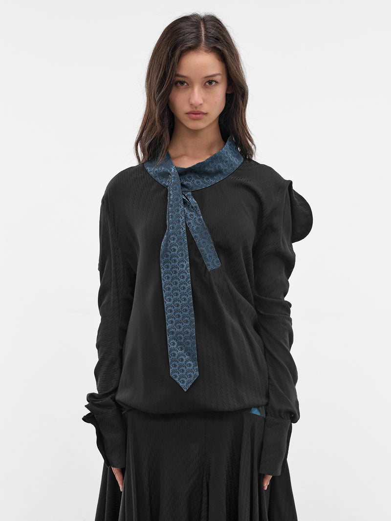 Evelyn Necktie Collar Shirt (SH03-49-NIGHT-BLACK)