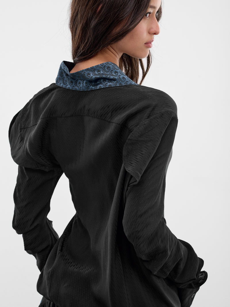 Evelyn Necktie Collar Shirt (SH03-49-NIGHT-BLACK)