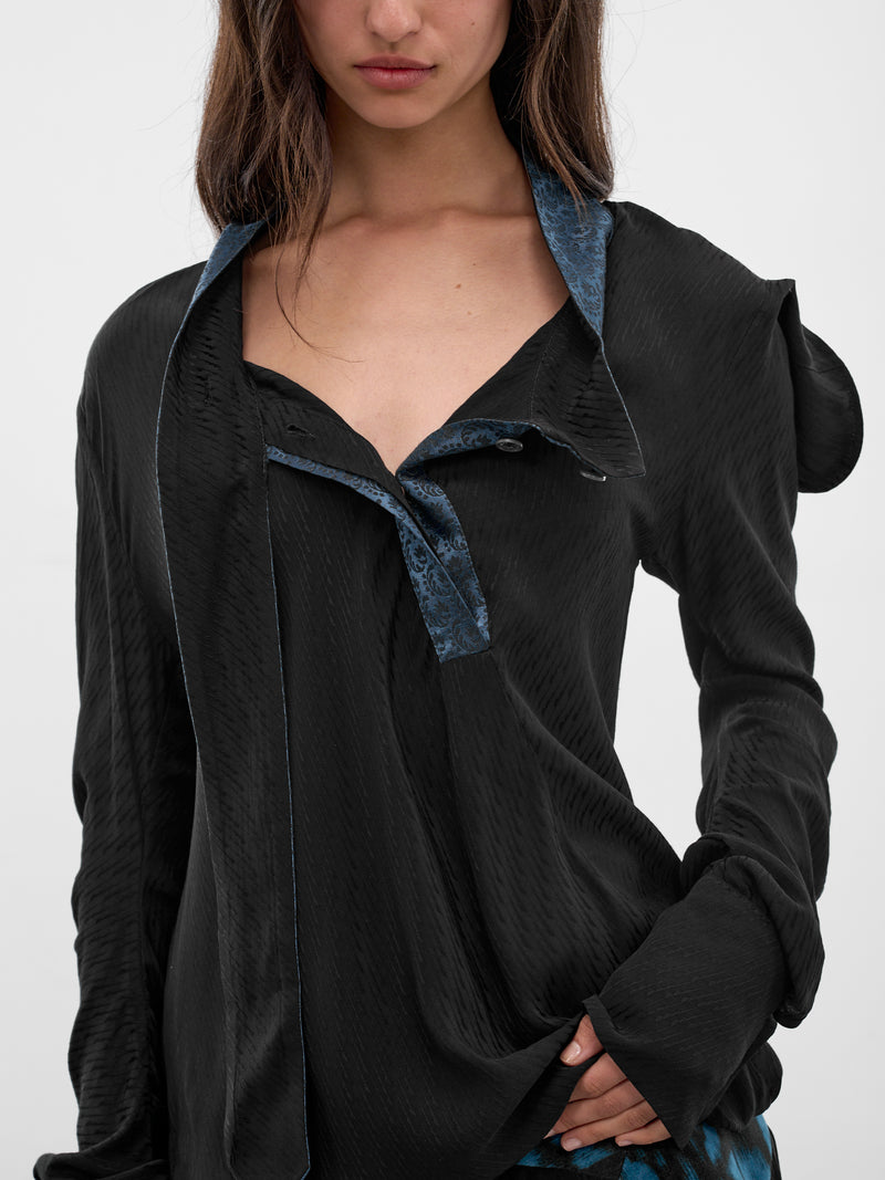 Evelyn Necktie Collar Shirt (SH03-49-NIGHT-BLACK)