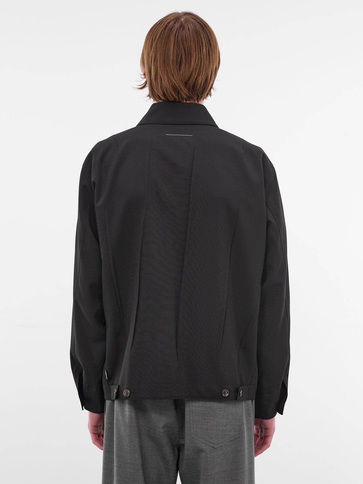 Black Wrinkle Pleats Work Jacket (SH0AM0069-M35436-900-BLACK)