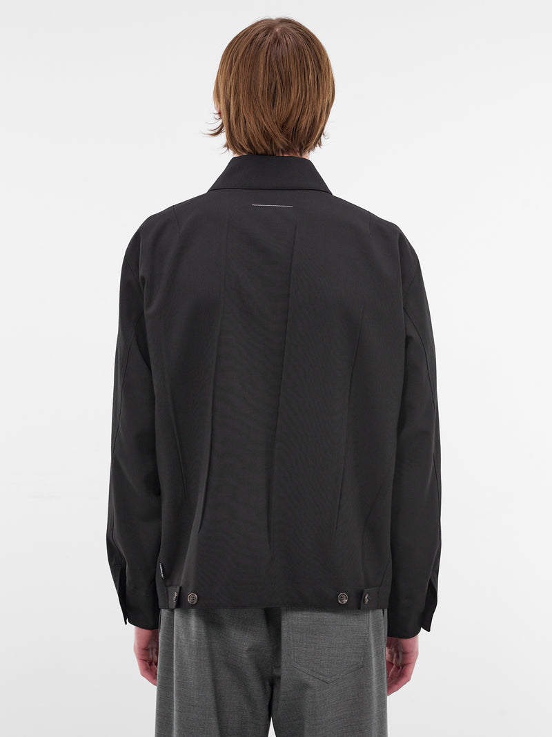 Black Wrinkle Pleats Work Jacket (SH0AM0069-M35436-900-BLACK)