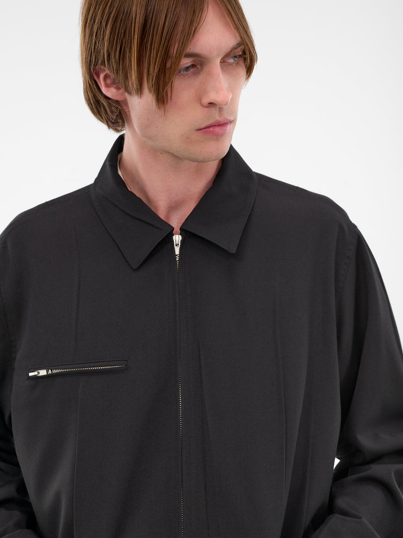 Black Wrinkle Pleats Work Jacket (SH0AM0069-M35436-900-BLACK)