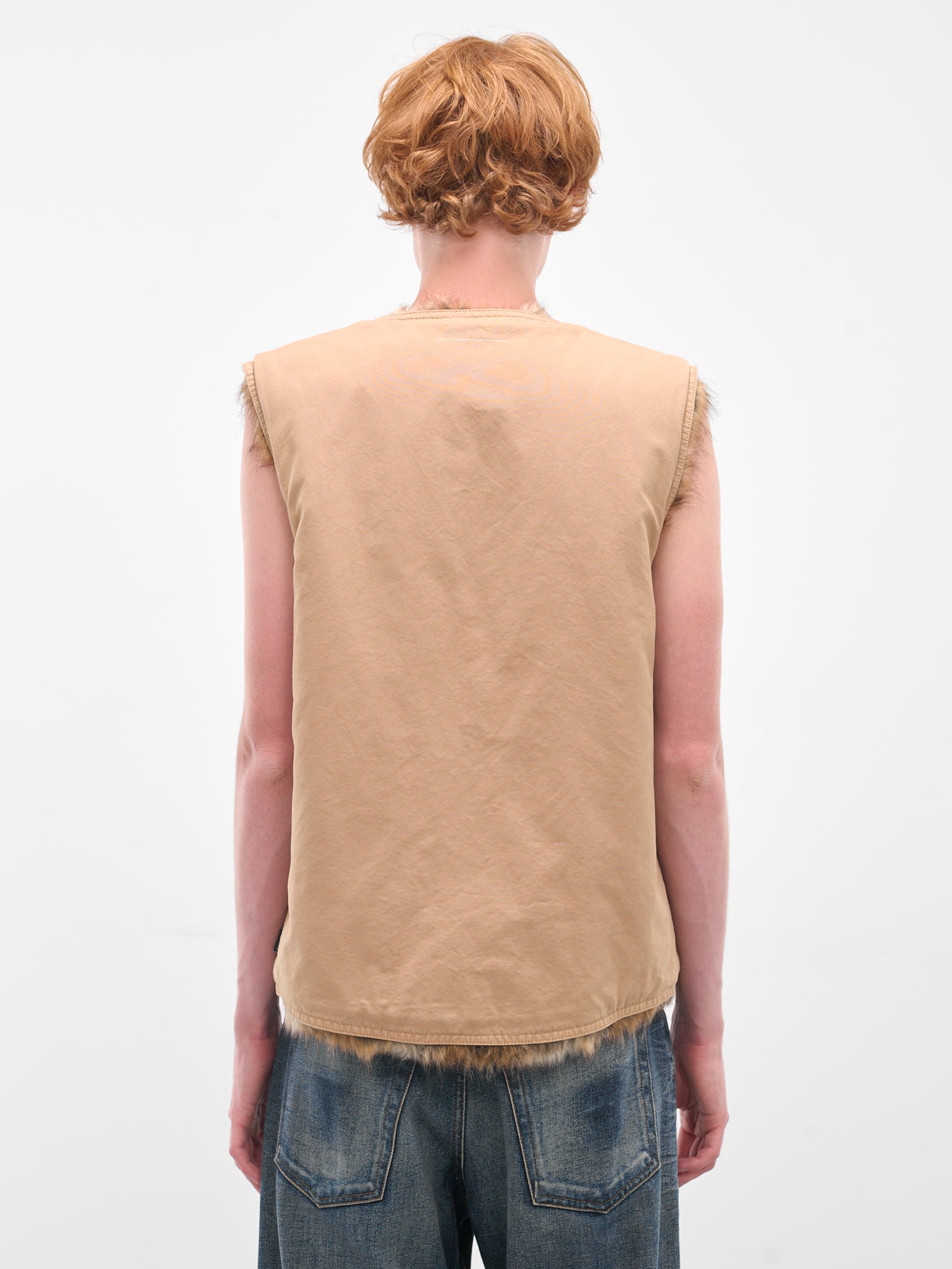 Beige Faux Fur Lined Vest (SH0FB0018-S78548-BEIGE)