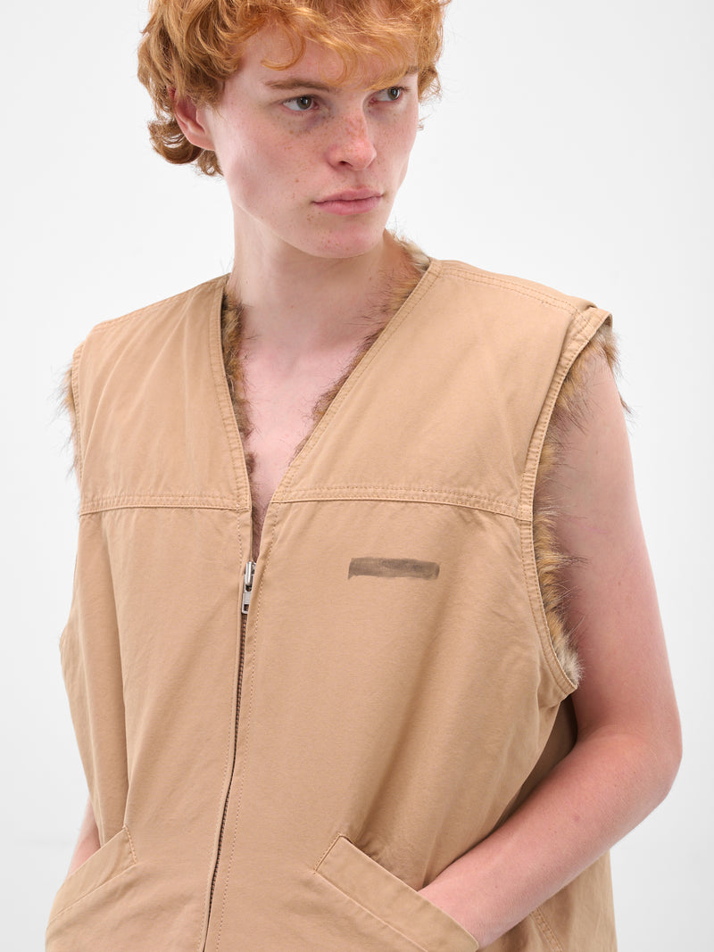 Beige Faux Fur Lined Vest (SH0FB0018-S78548-BEIGE)