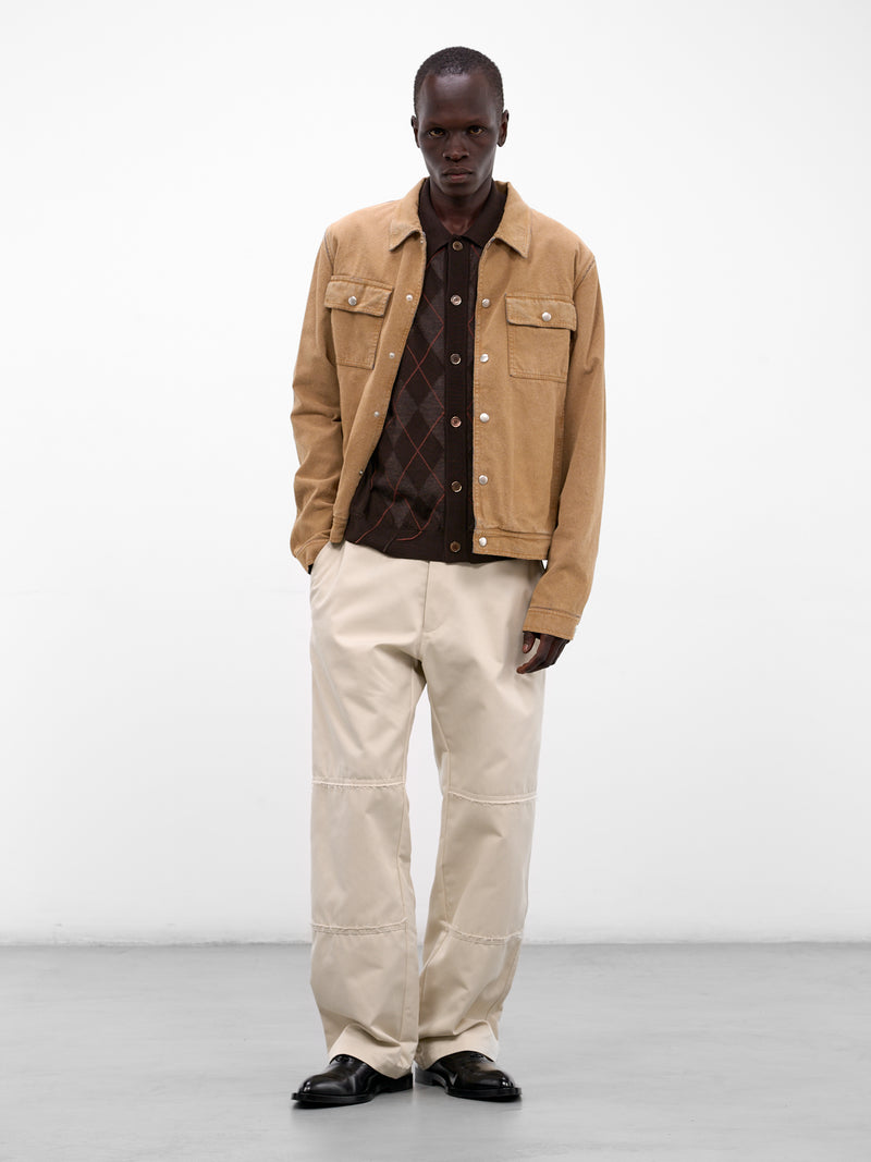 Beige Twill Wide Leg Trousers (SH0KA0044-M35729-BEIGE)