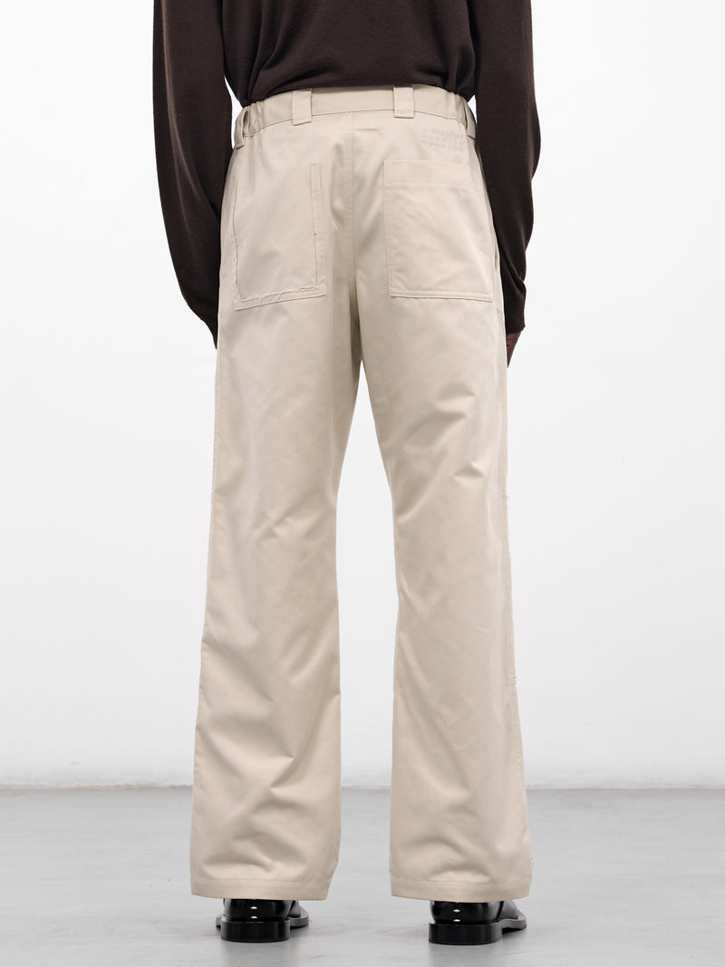 Beige Twill Wide Leg Trousers (SH0KA0044-M35729-BEIGE)