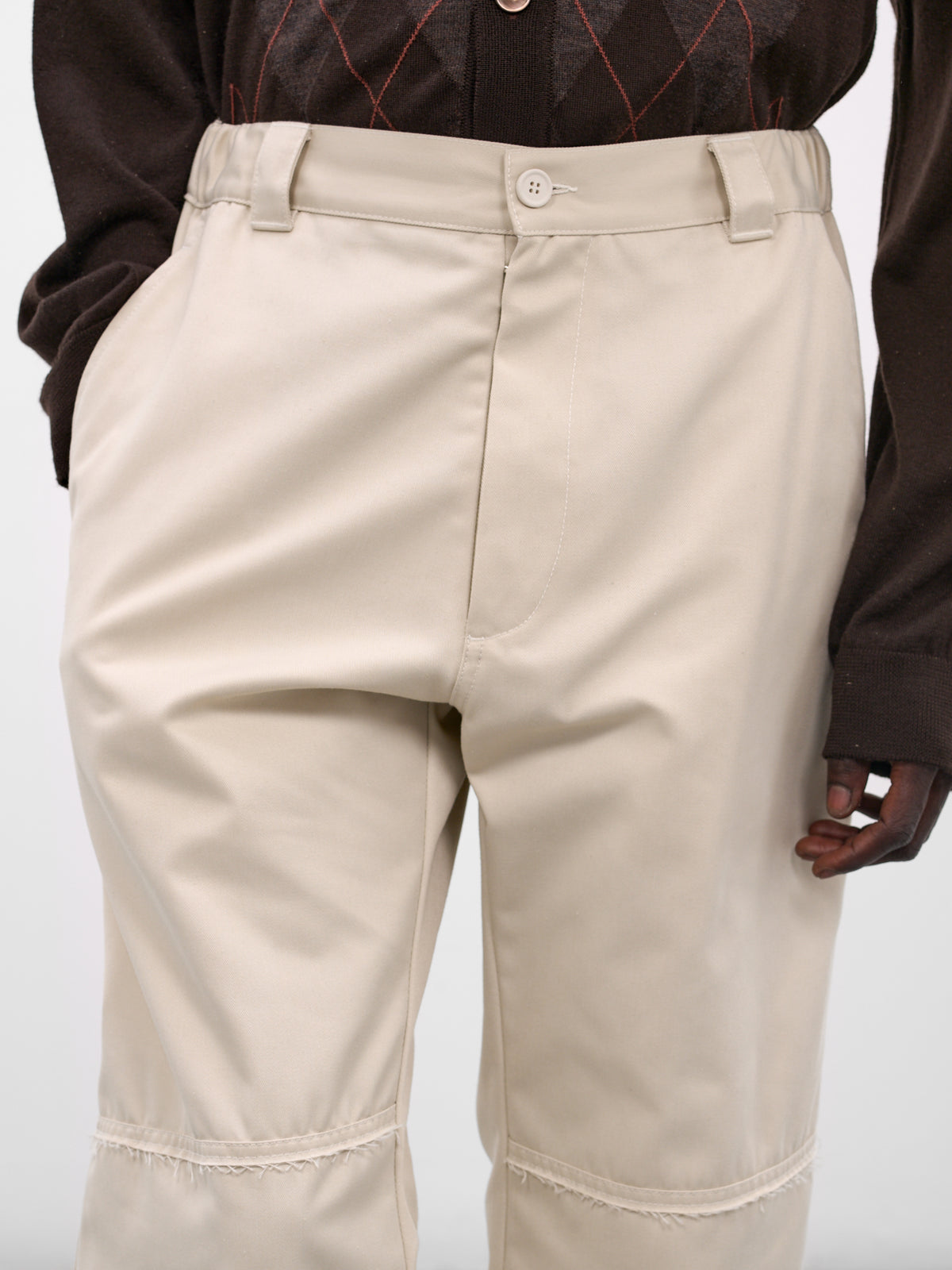 Beige Twill Wide Leg Trousers (SH0KA0044-M35729-BEIGE)