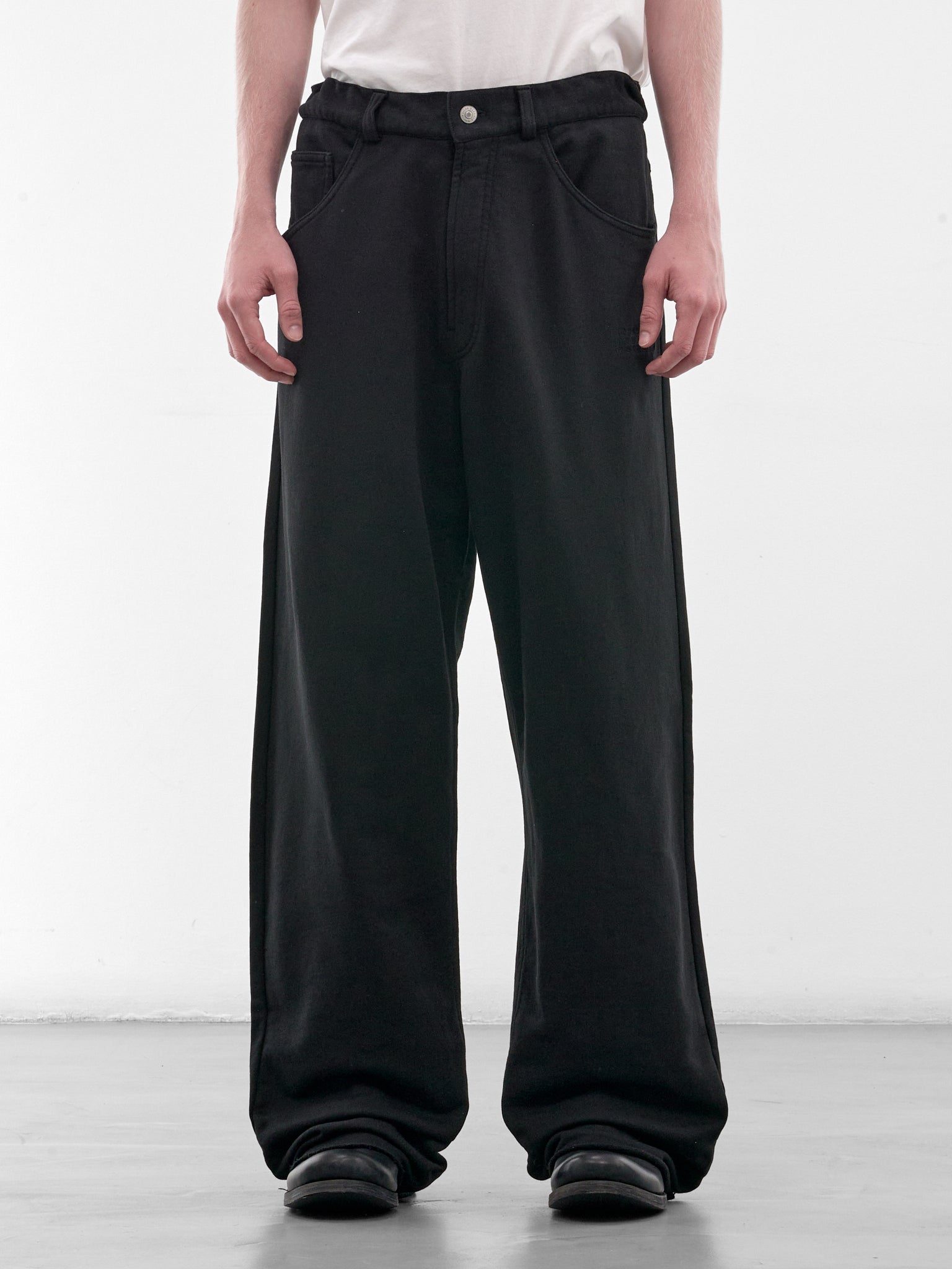 Black Logo Embroidered Cotton Trousers (SH0KA0077-M25025-900-BLACK)