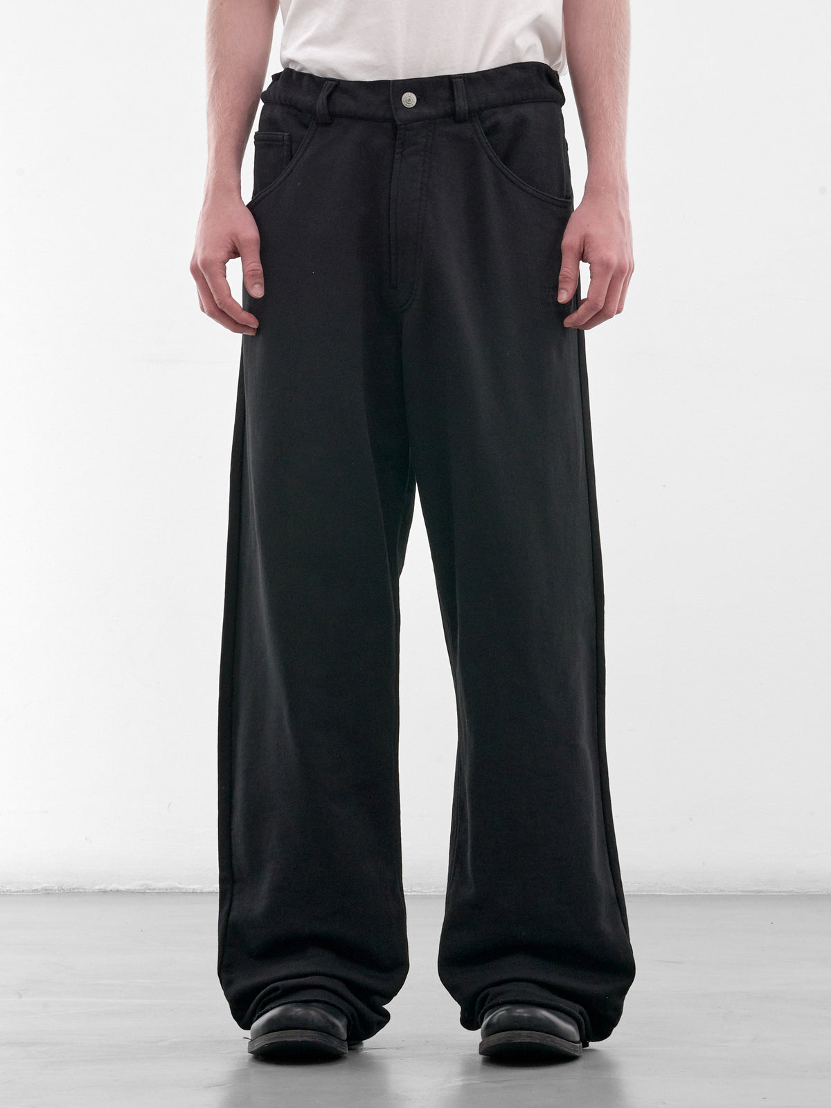 Black Logo Embroidered Cotton Trousers (SH0KA0077-M25025-900-BLACK)