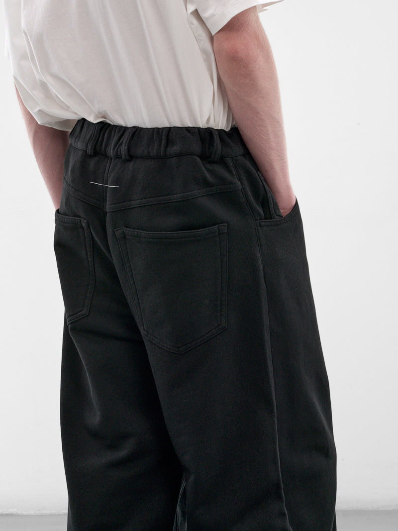 Black Logo Embroidered Cotton Trousers (SH0KA0077-M25025-900-BLACK)