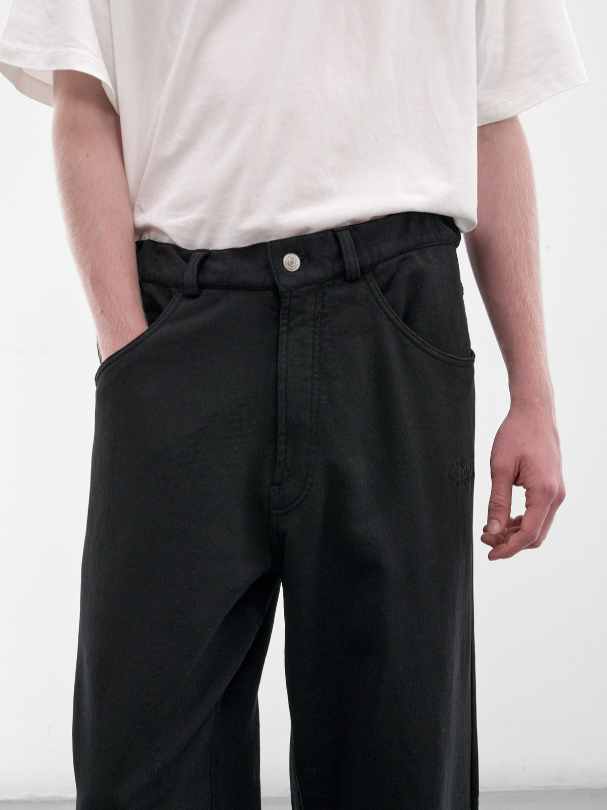 Black Logo Embroidered Cotton Trousers (SH0KA0077-M25025-900-BLACK)