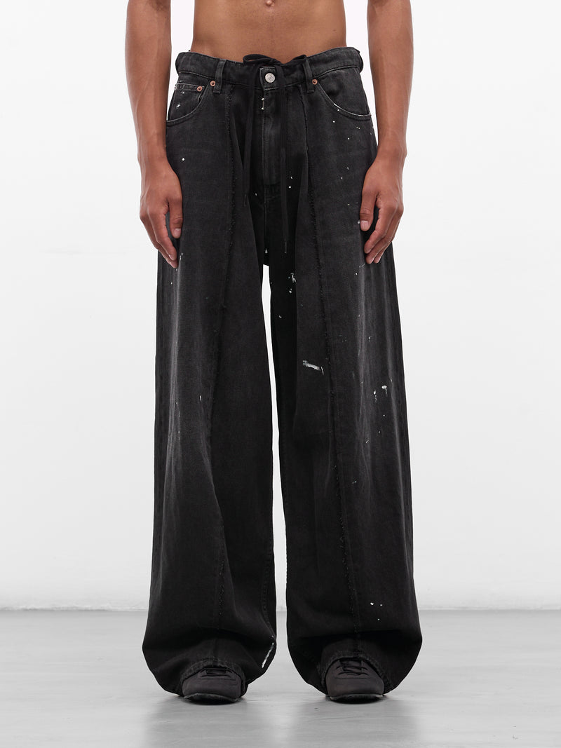 Black Denim Paint Baggy Jeans (SH0LA0011-M30011-966-DENIM-BLA)