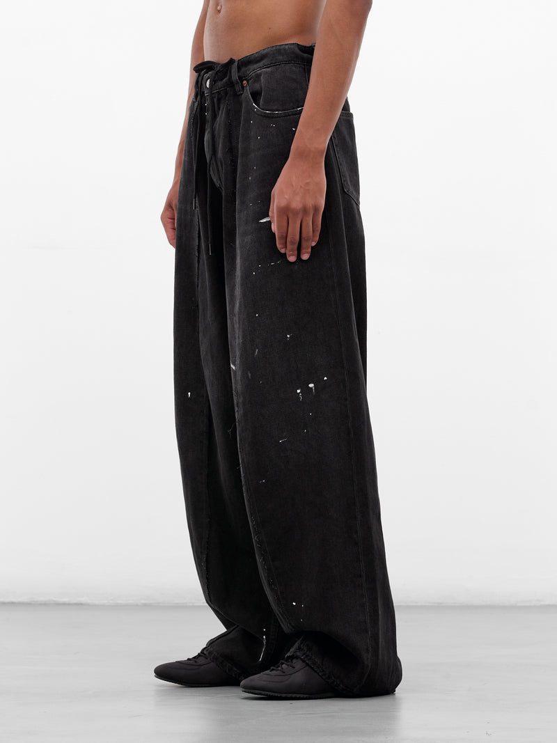 Black Denim Paint Baggy Jeans (SH0LA0011-M30011-966-DENIM-BLA)