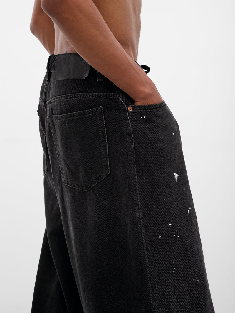 Black Denim Paint Baggy Jeans (SH0LA0011-M30011-966-DENIM-BLA)