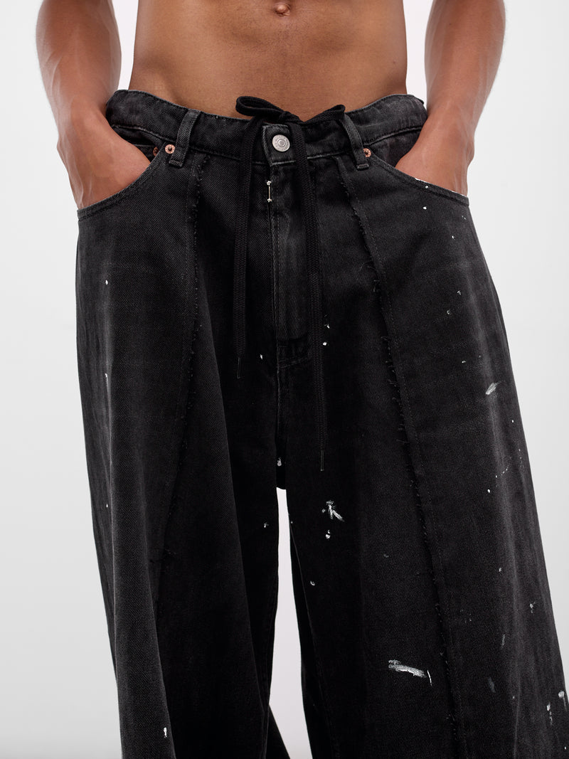 Black Denim Paint Baggy Jeans (SH0LA0011-M30011-966-DENIM-BLA)