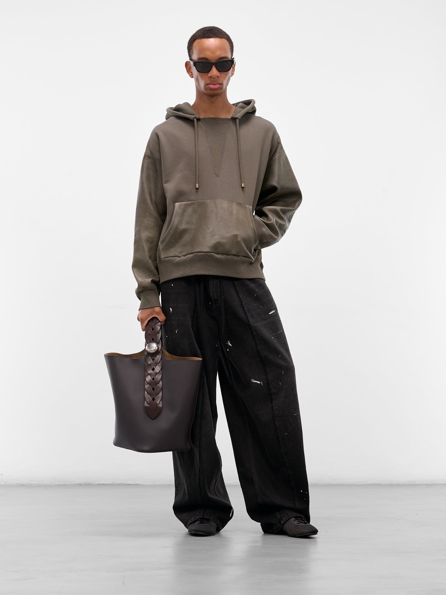 Gray Hybrid Lambskin Cotton Hoodie (H526Y25X66-4160-KHAKI-GREEN)