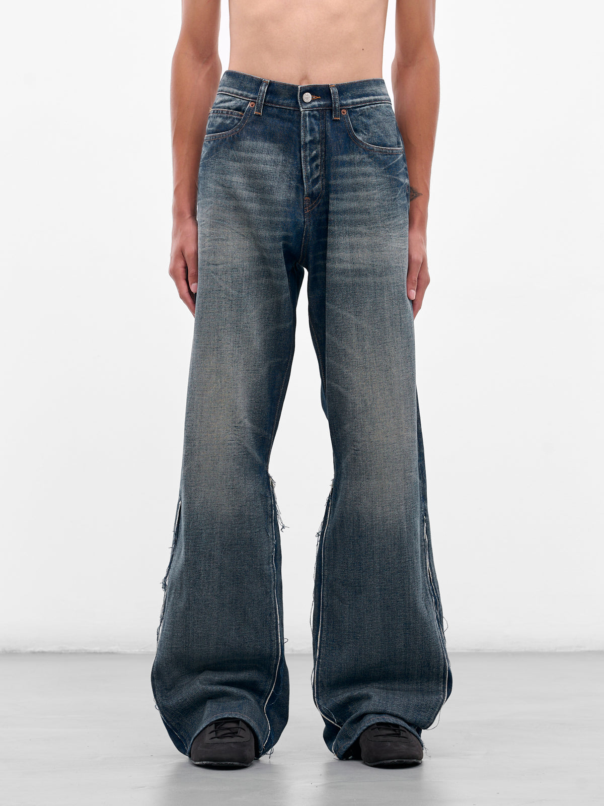 Blue Faded Denim Flared Jeans (SH0LA0022-M30017-962-BLUE)