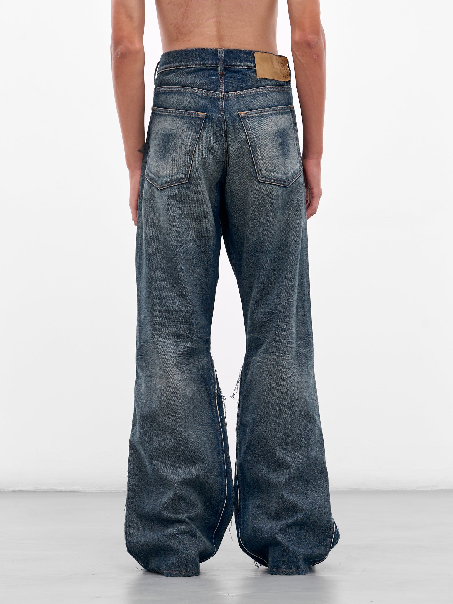 Blue Faded Denim Flared Jeans (SH0LA0022-M30017-962-BLUE)