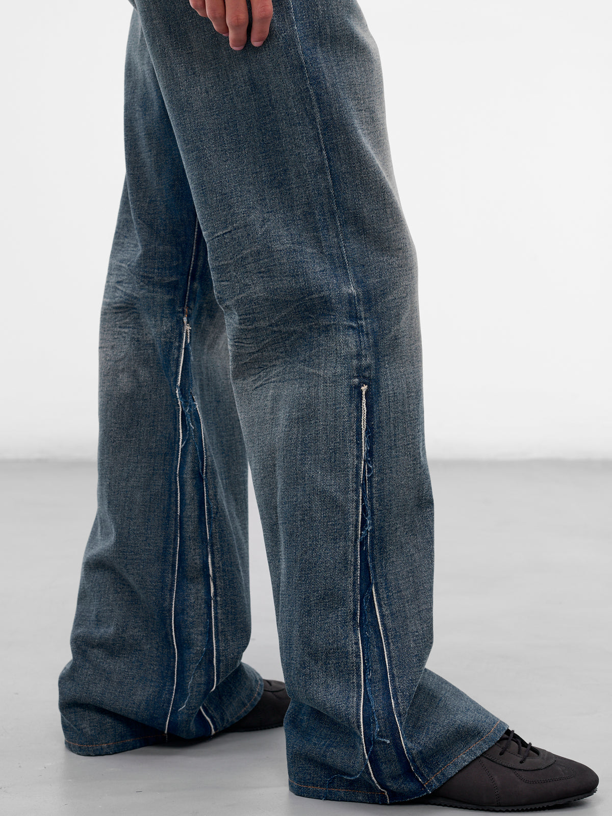 Blue Faded Denim Flared Jeans (SH0LA0022-M30017-962-BLUE)