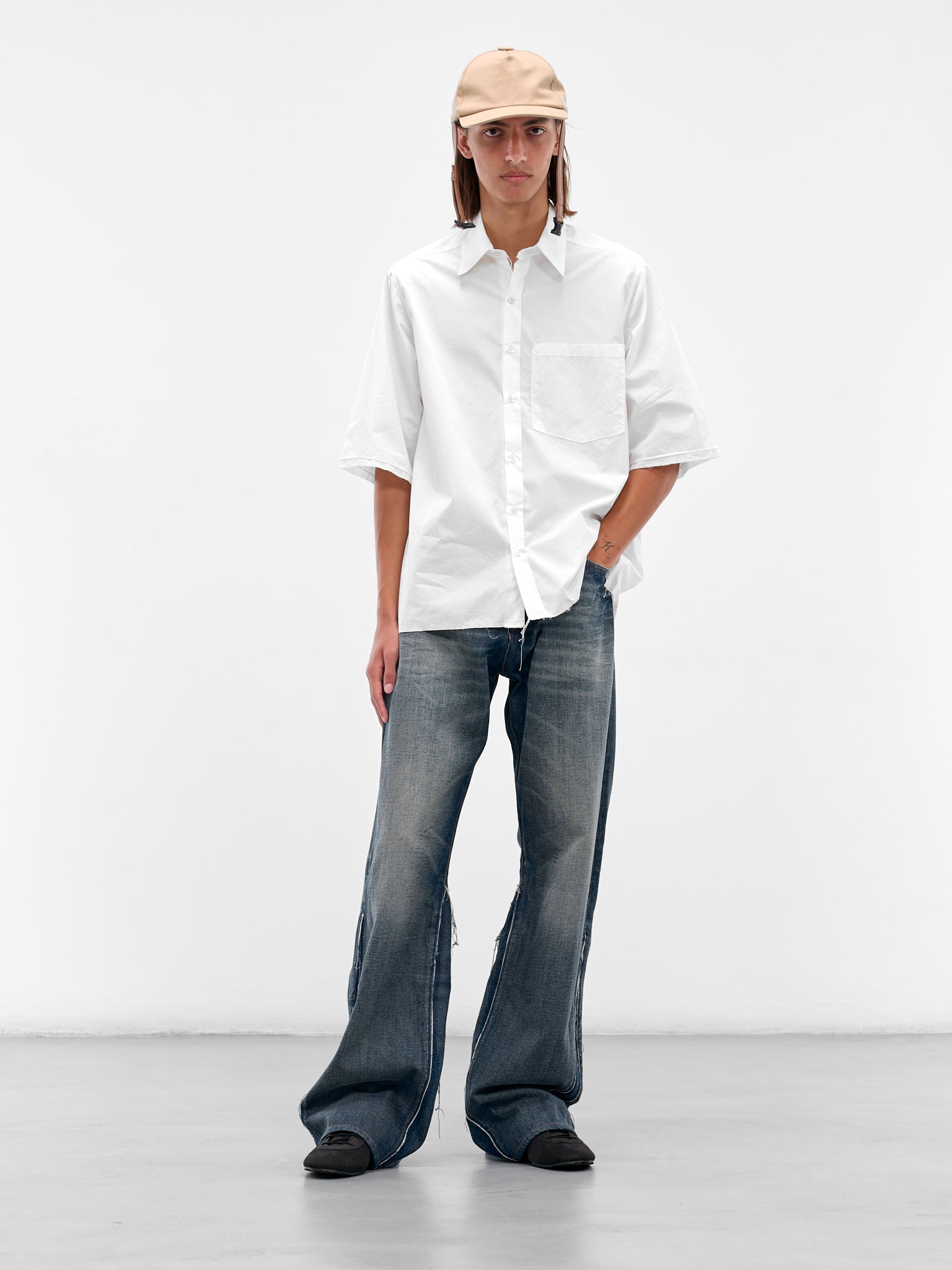 Blue Faded Denim Flared Jeans (SH0LA0022-M30017-962-BLUE)