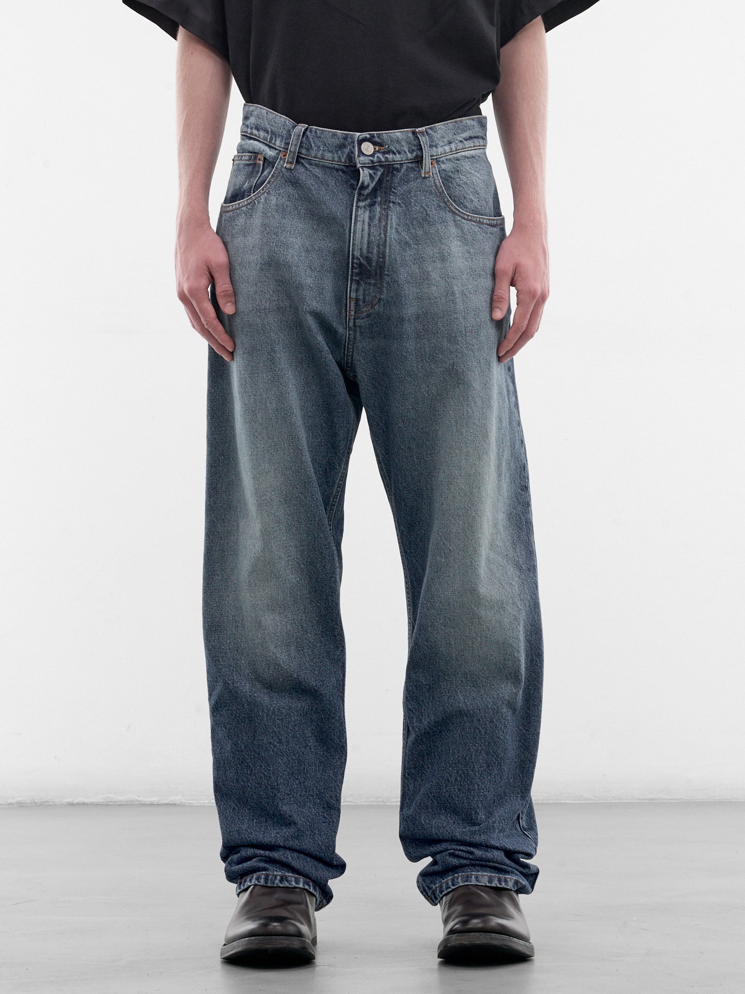 Blue Denim Straight Leg Jeans (SH0LA0039-M30058-965-BLUE)