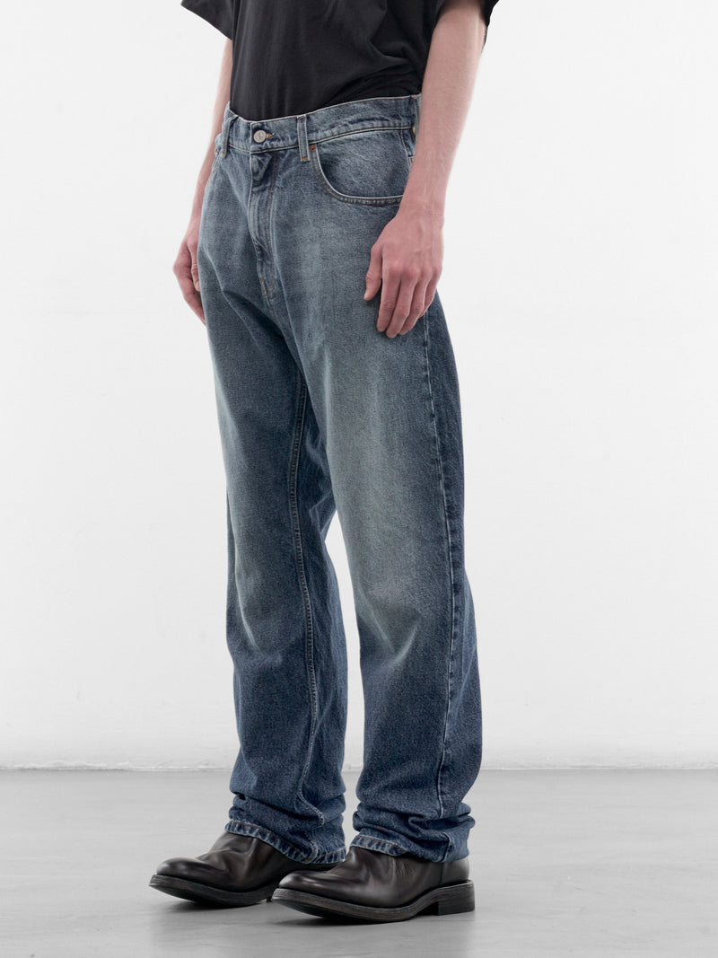 Blue Denim Straight Leg Jeans (SH0LA0039-M30058-965-BLUE)