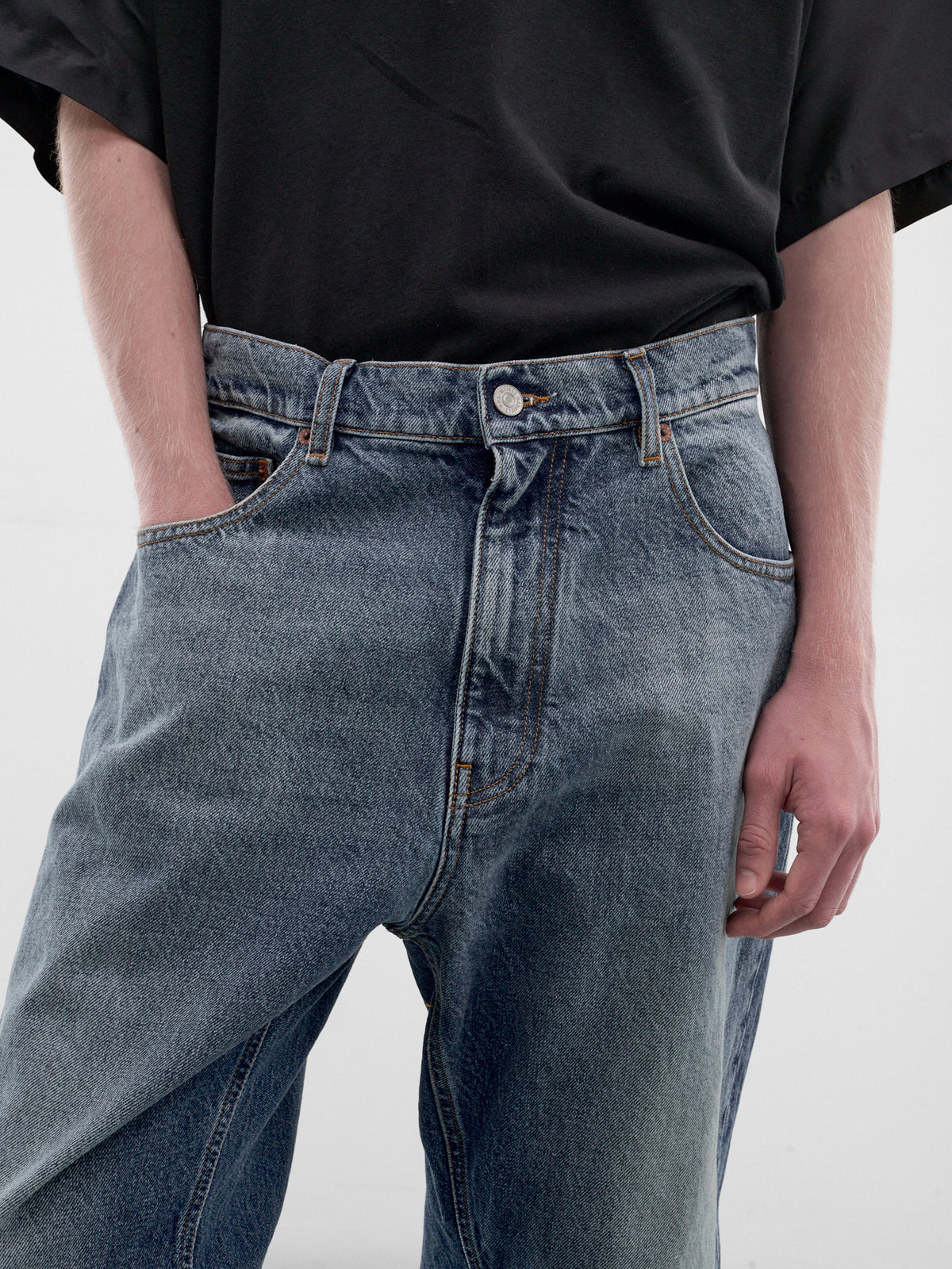 Blue Denim Straight Leg Jeans (SH0LA0039-M30058-965-BLUE)