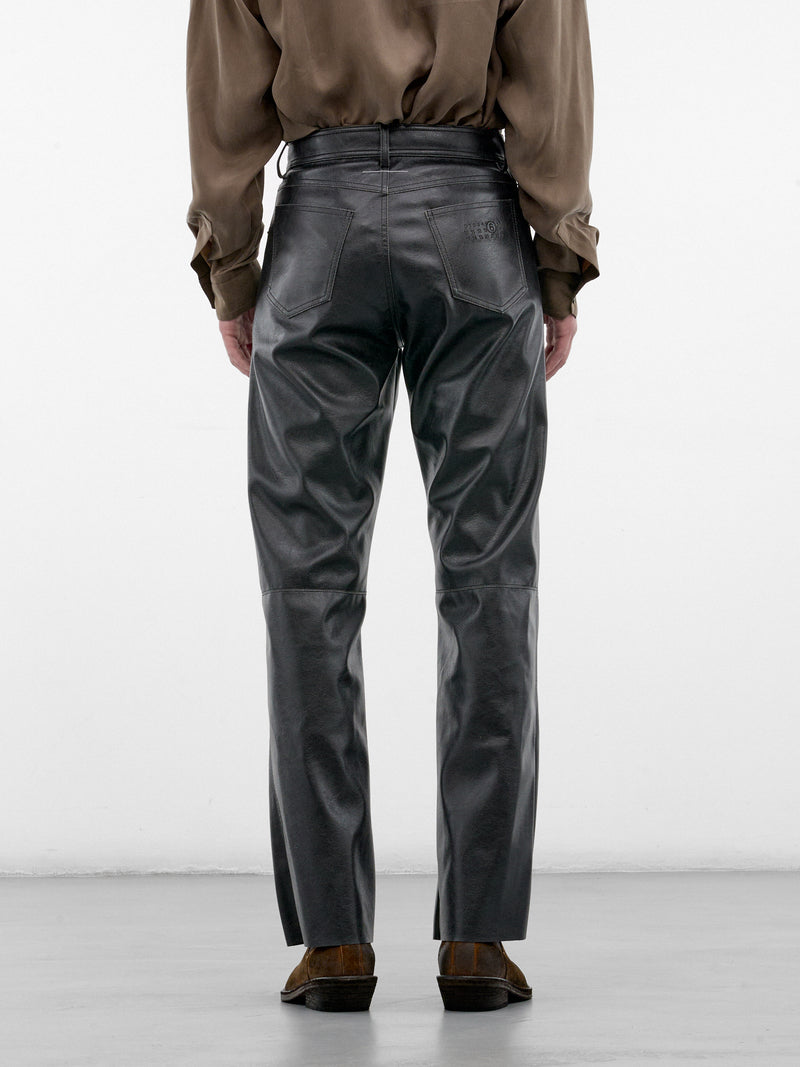 Black Leather Straight Leg Jeans (SH0LA0046-M35455-900-BLACK)