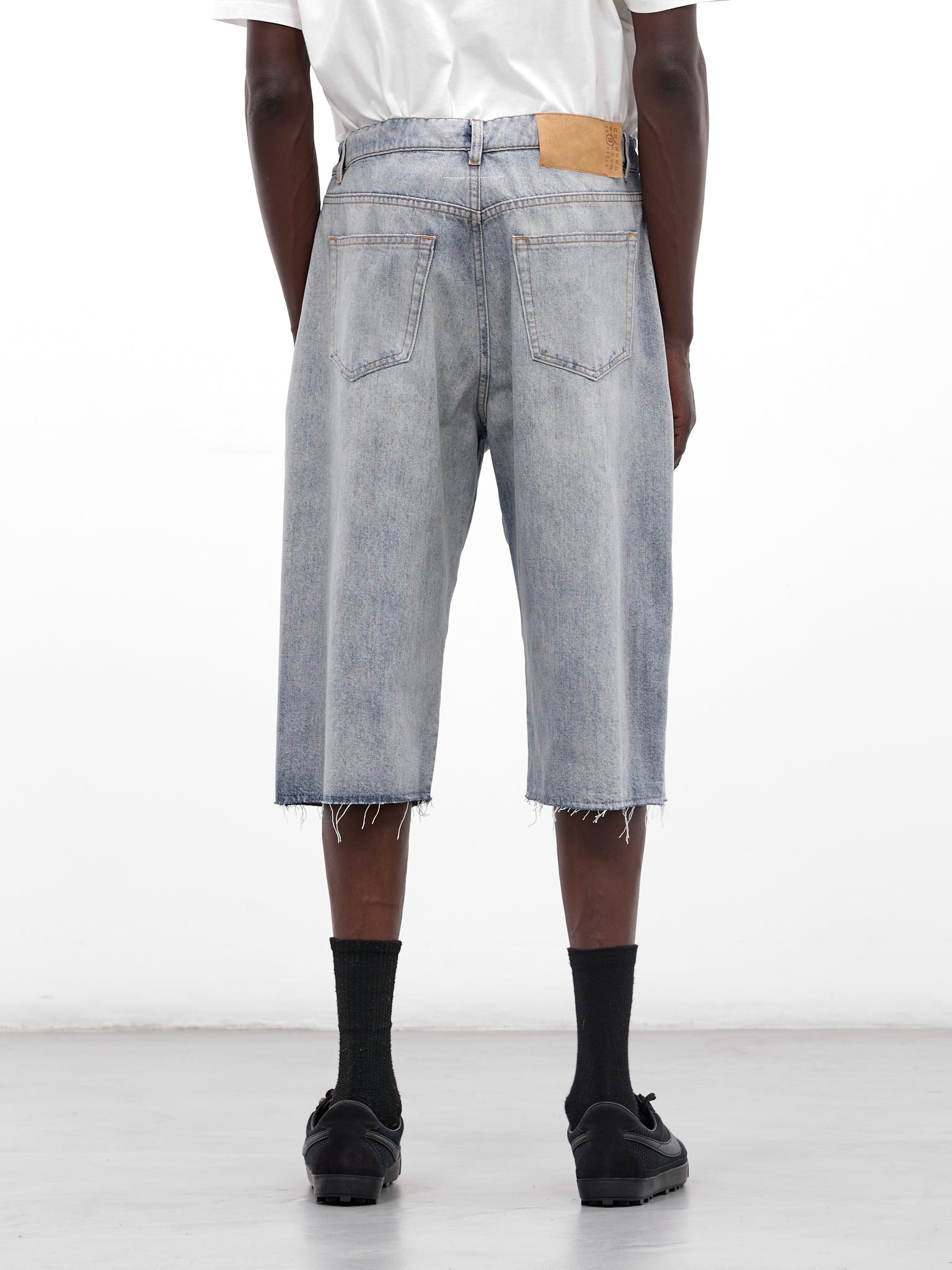 Blue Distressed Denim Drawstring Shorts (SH0MU0014-M30055-LIGHT-BLUE)