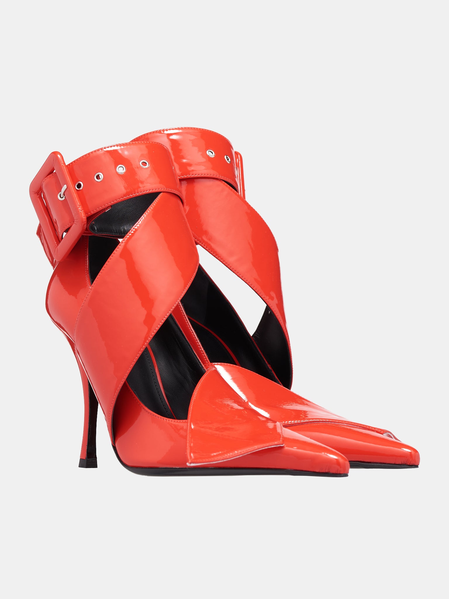 Belted Ankle Pumps (SH11-RED-FAKE-PATENT)