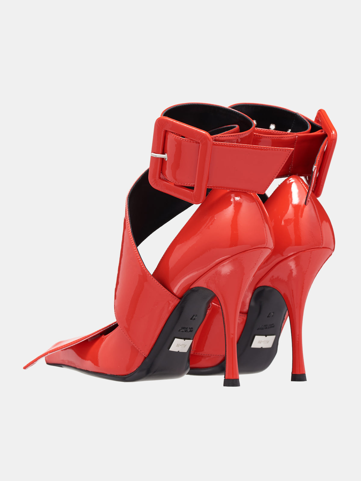 Belted Ankle Pumps (SH11-RED-FAKE-PATENT)