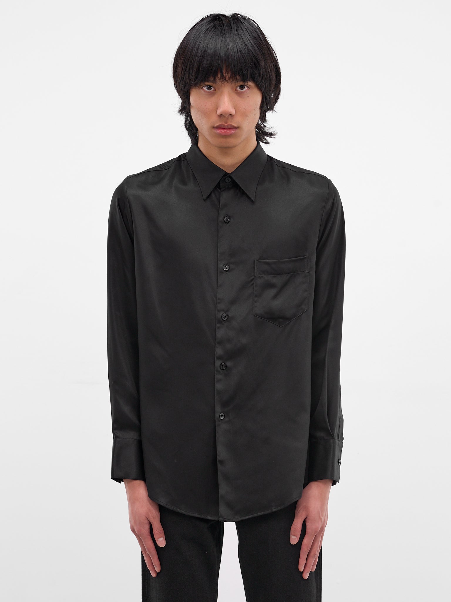 Black Tencel Button-Up Shirt (SH20-BLACK)