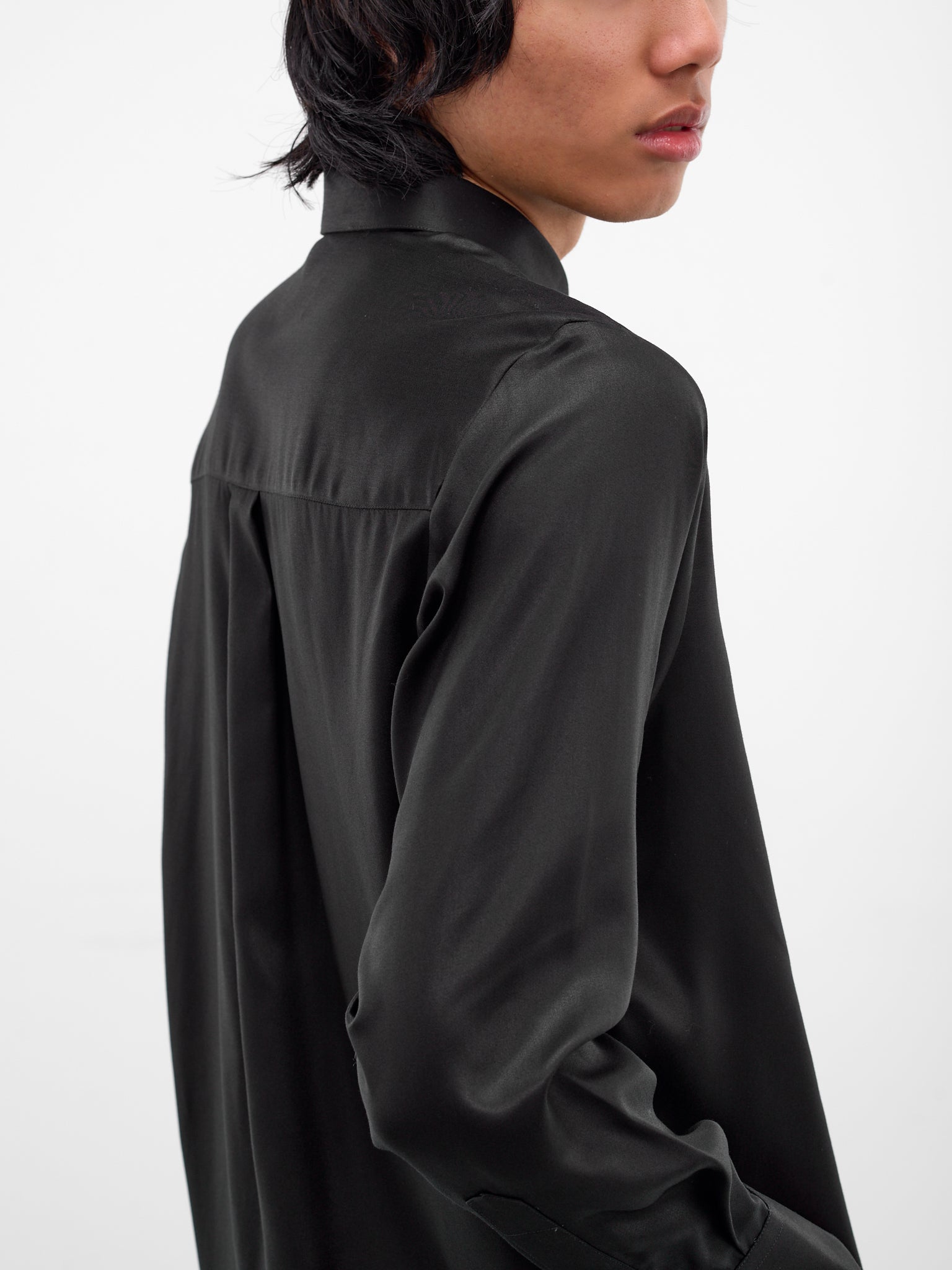 Black Tencel Button-Up Shirt (SH20-BLACK)