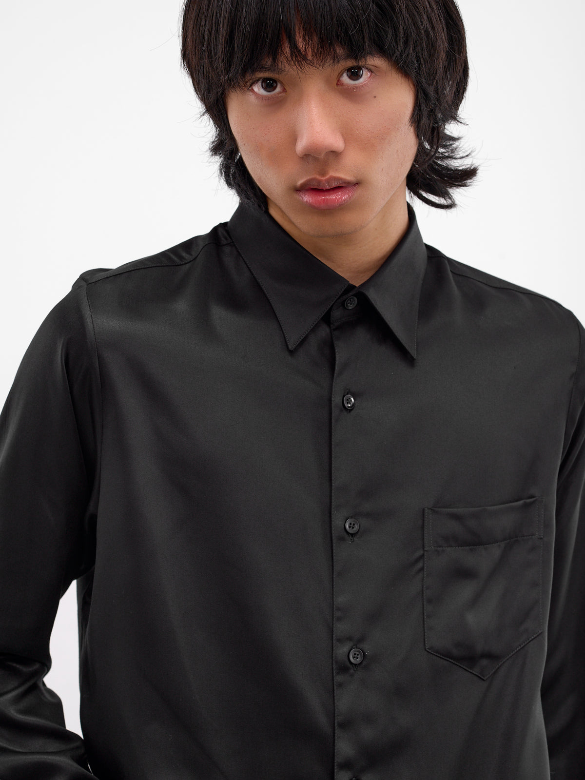 Black Tencel Button-Up Shirt (SH20-BLACK)