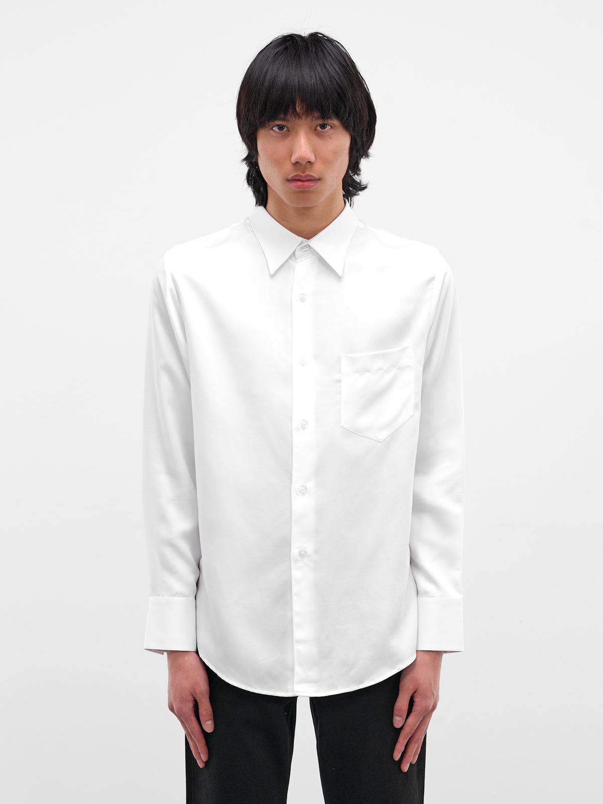 White Cotton Button-Up Shirt (SH20-WHITE)