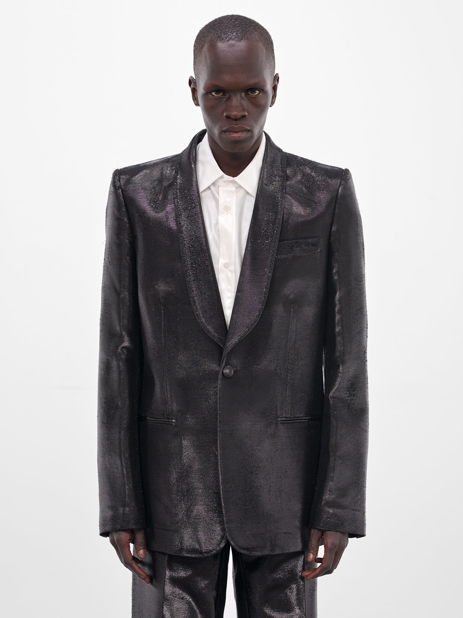 Black Jacquard Metallic Shine Blazer (SH2BN0015-M35610-900-BLACK)