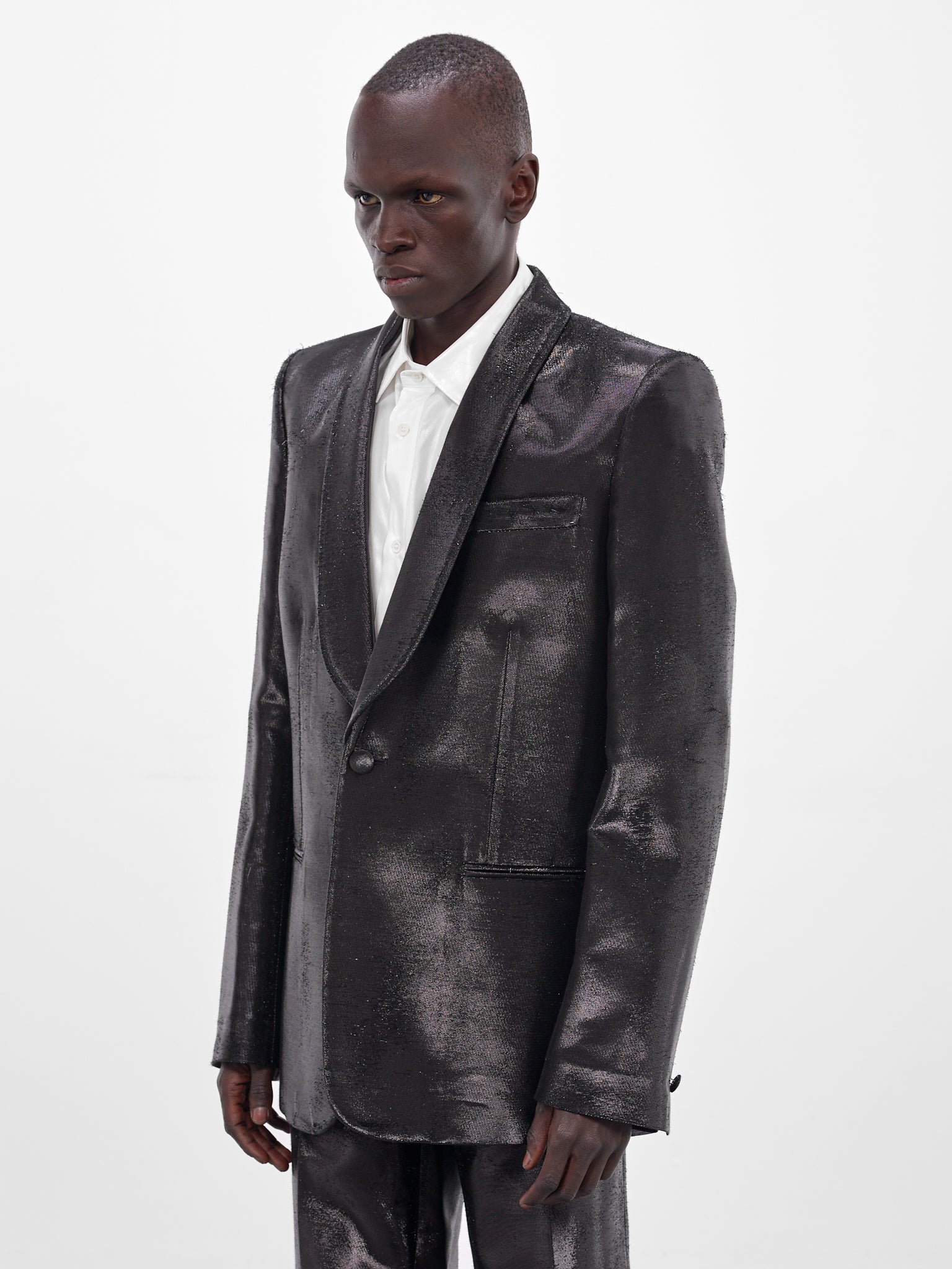 Black Jacquard Metallic Shine Blazer (SH2BN0015-M35610-900-BLACK)