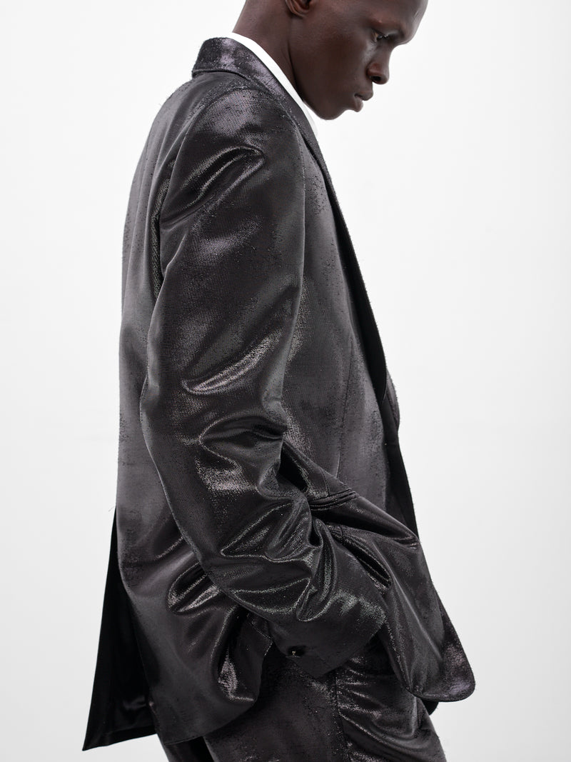 Black Jacquard Metallic Shine Blazer (SH2BN0015-M35610-900-BLACK)
