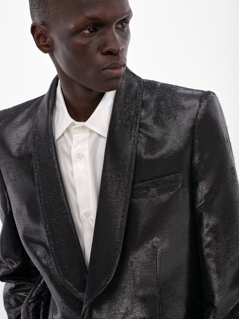 Black Jacquard Metallic Shine Blazer (SH2BN0015-M35610-900-BLACK)