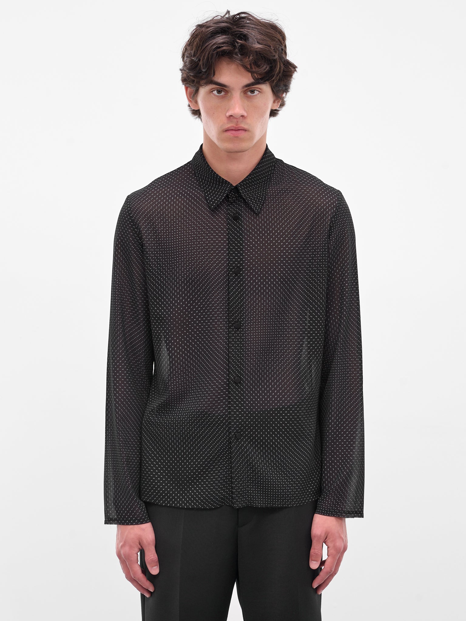 Black Sheer Chiffon Star Shirt (SH2DT0023-M35632-001S-BLACK)