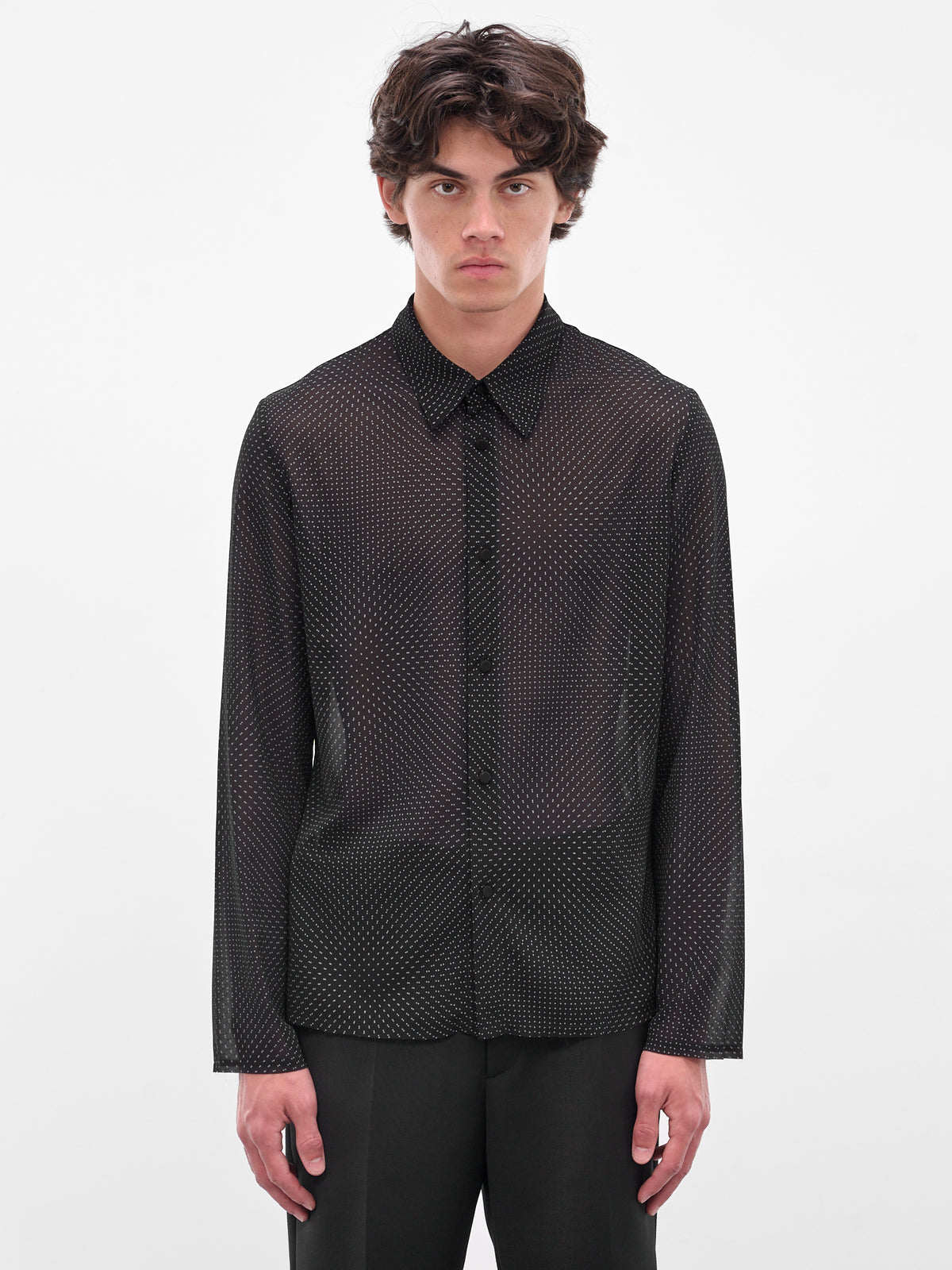 Black Sheer Chiffon Star Shirt (SH2DT0023-M35632-001S-BLACK)