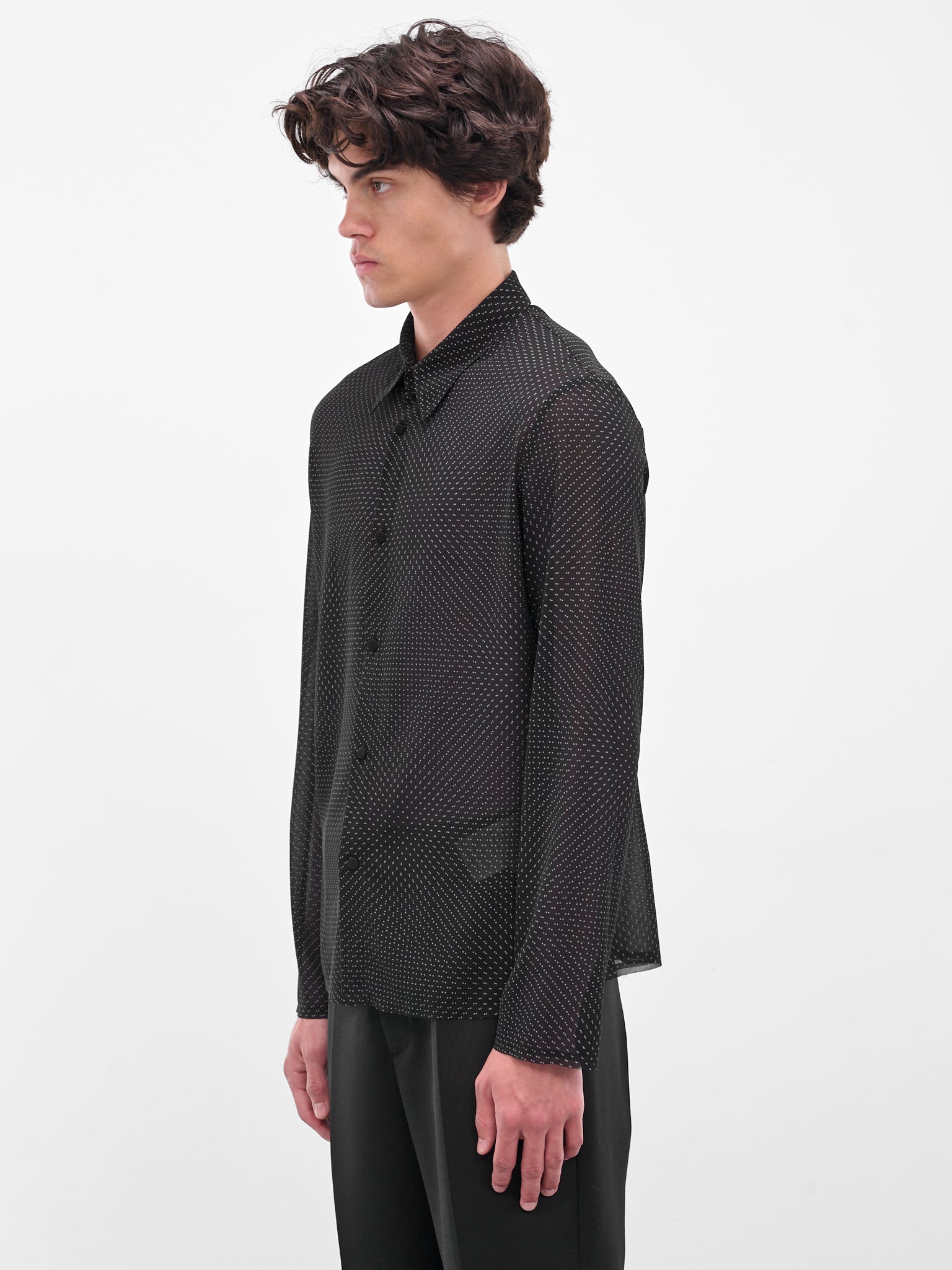 Black Sheer Chiffon Star Shirt (SH2DT0023-M35632-001S-BLACK)