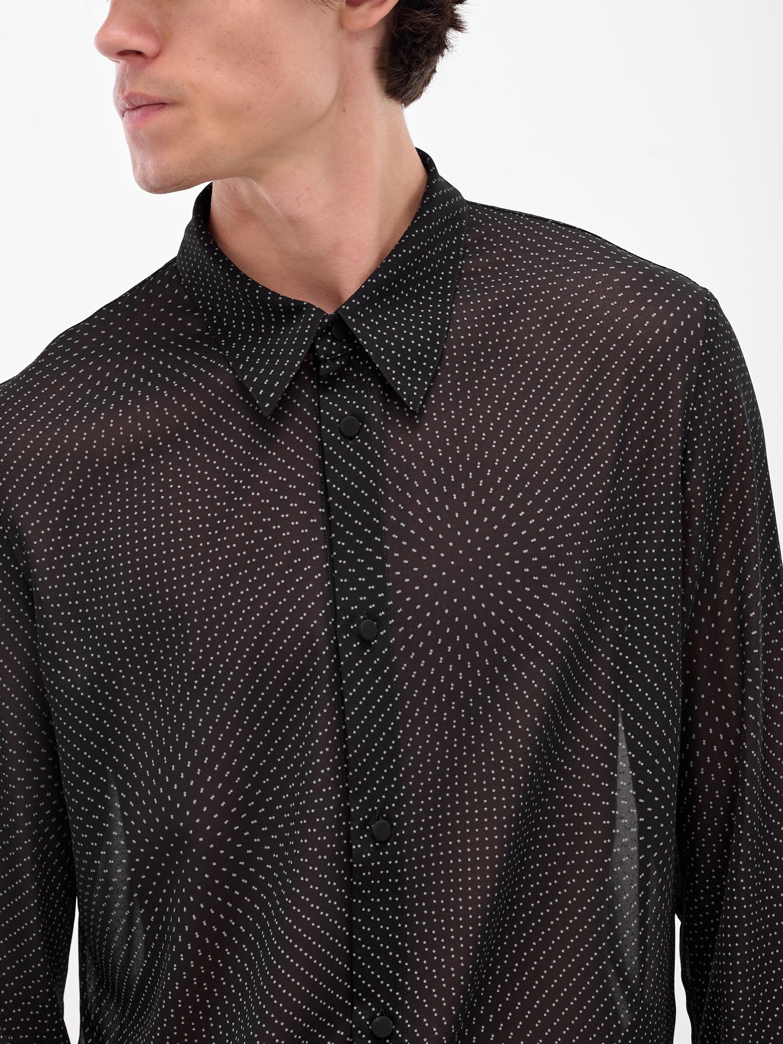 Black Sheer Chiffon Star Shirt (SH2DT0023-M35632-001S-BLACK)