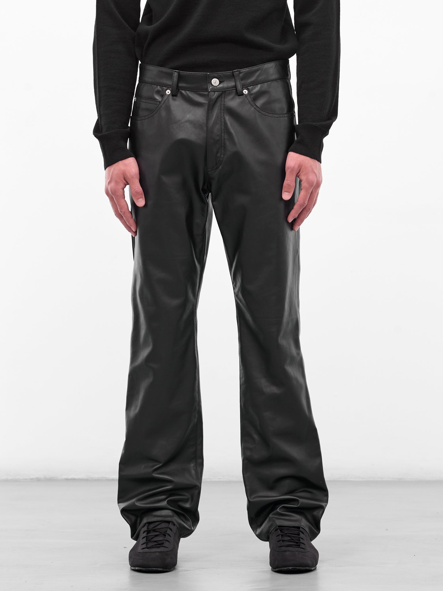 Black Leather Flared Trousers (SH2LA0029-M07005-900-BLACK)