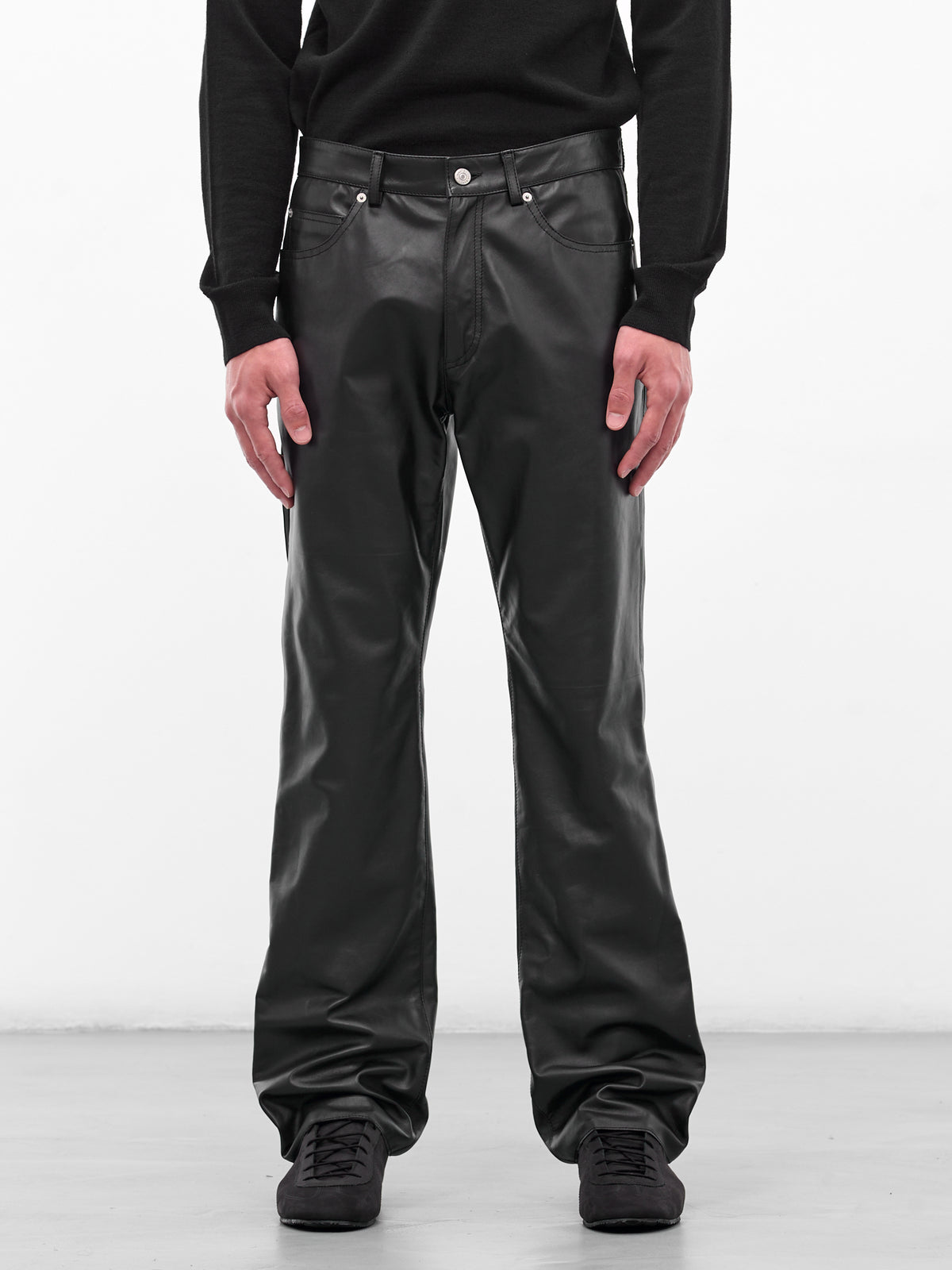 Black Leather Flared Trousers (SH2LA0029-M07005-900-BLACK)
