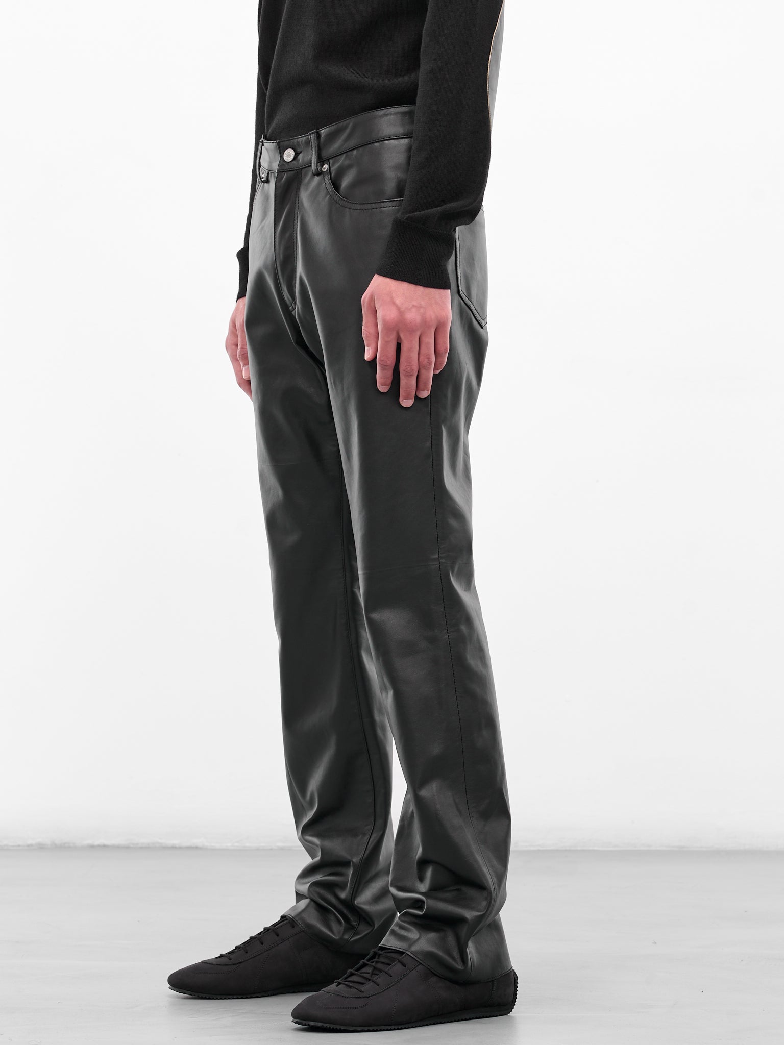 Black Leather Flared Trousers (SH2LA0029-M07005-900-BLACK)